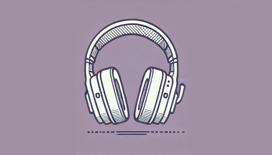 digitally drawn gaming headphones on purple background
