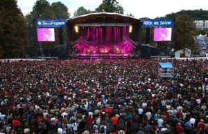 festival stage with crowd